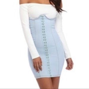 Skirts - Acid Wash Denim Under Bust Corset Skirt Skirts - Acid Wash Denim Under Bust Corset Skirt